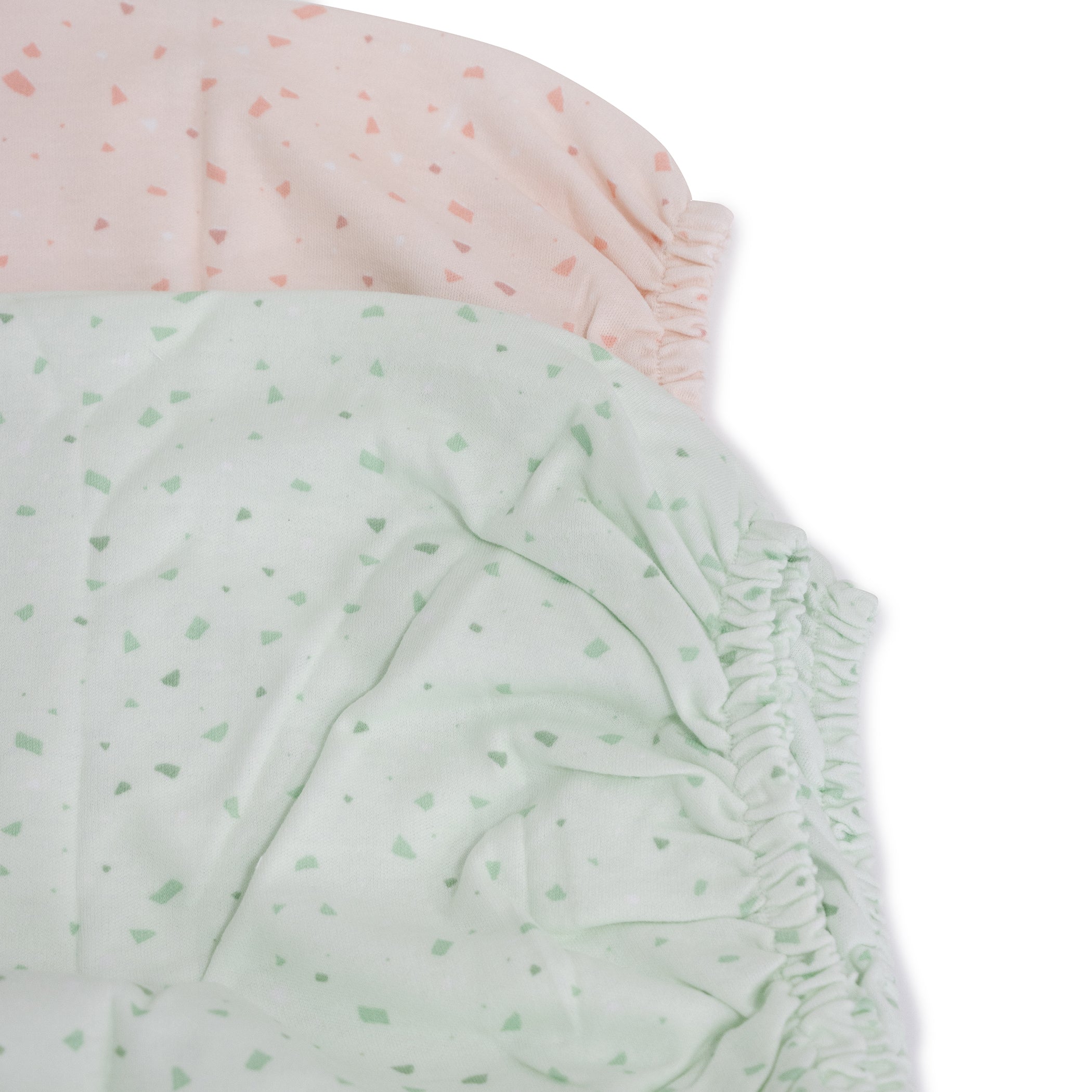 Terrazzo 2-Pack Bassinet & Cradle Fitted Sheets - Soft Baby Bedding Set in Rose & Mint Colors | Perfect for Nursery, Newborn Sleep & Travel Cribs