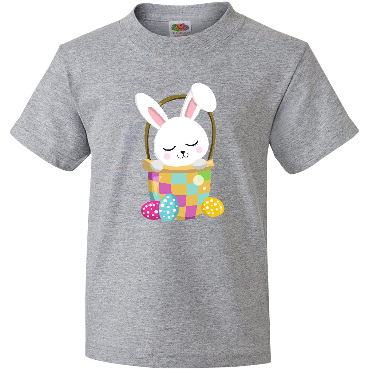 Inktastic Easter Bunny Youth T-Shirt - Cute White Rabbit with Easter Eggs Design - Perfect for Easter Celebrations, Spring Outfits & Holiday Gifting