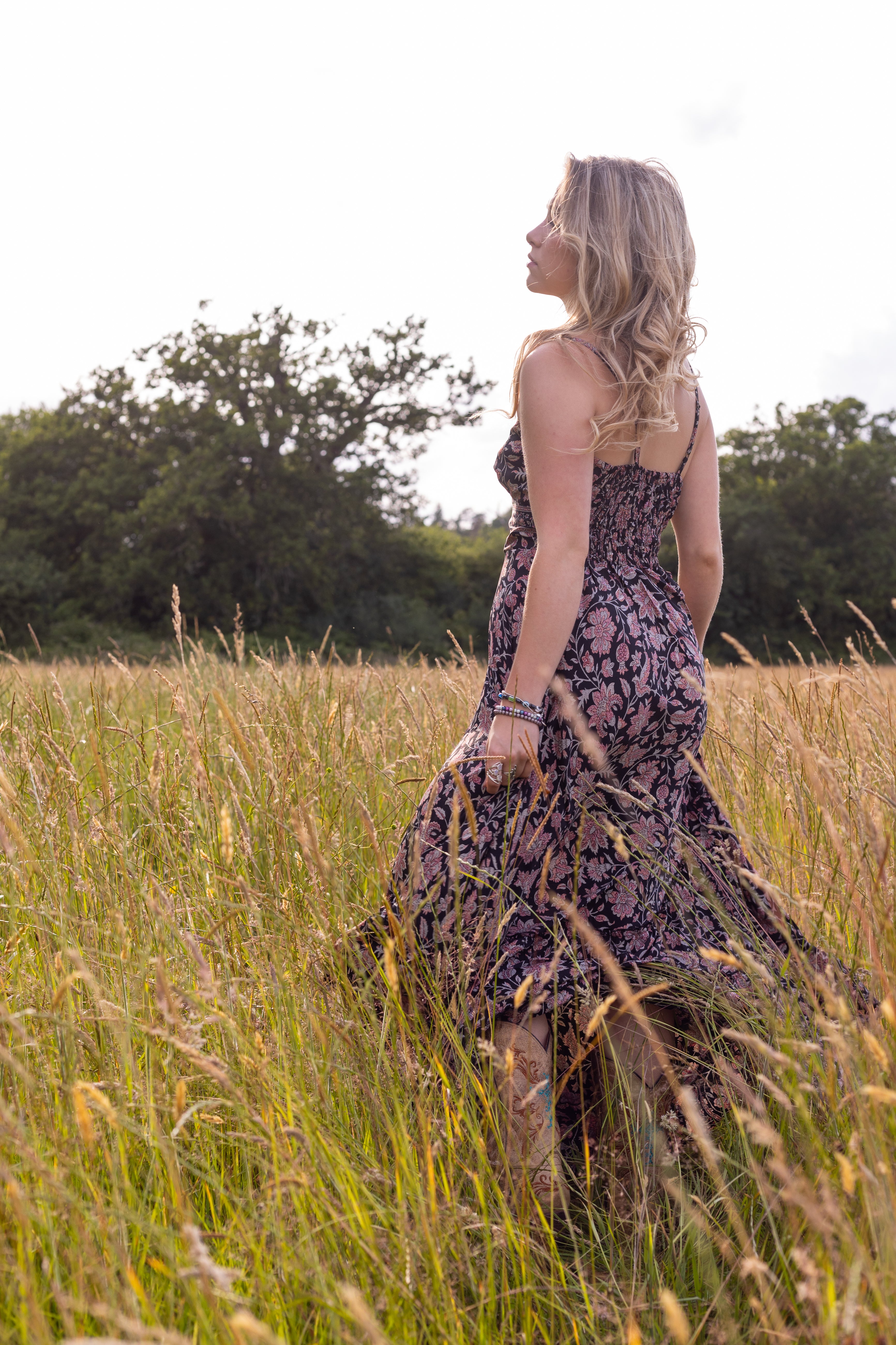 Jiya Dress | Midnight Blossom Floral Print Maxi Dress for Women - Perfect for Summer Weddings, Beach Vacations & Date Nights