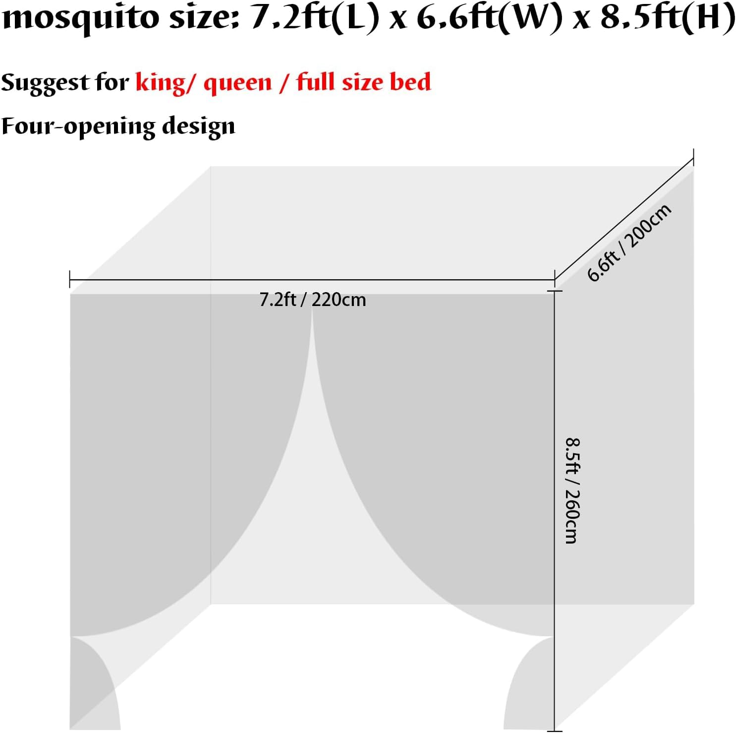 Elegant Mosquito Net Bed Canopy with 200 LED Star Lights - 4 Corner Post Curtains for Full/Queen/King Size Beds | Includes Hooks & Ropes | Perfect for Romantic Bedrooms, Outdoor Camping, and Nursery Protection