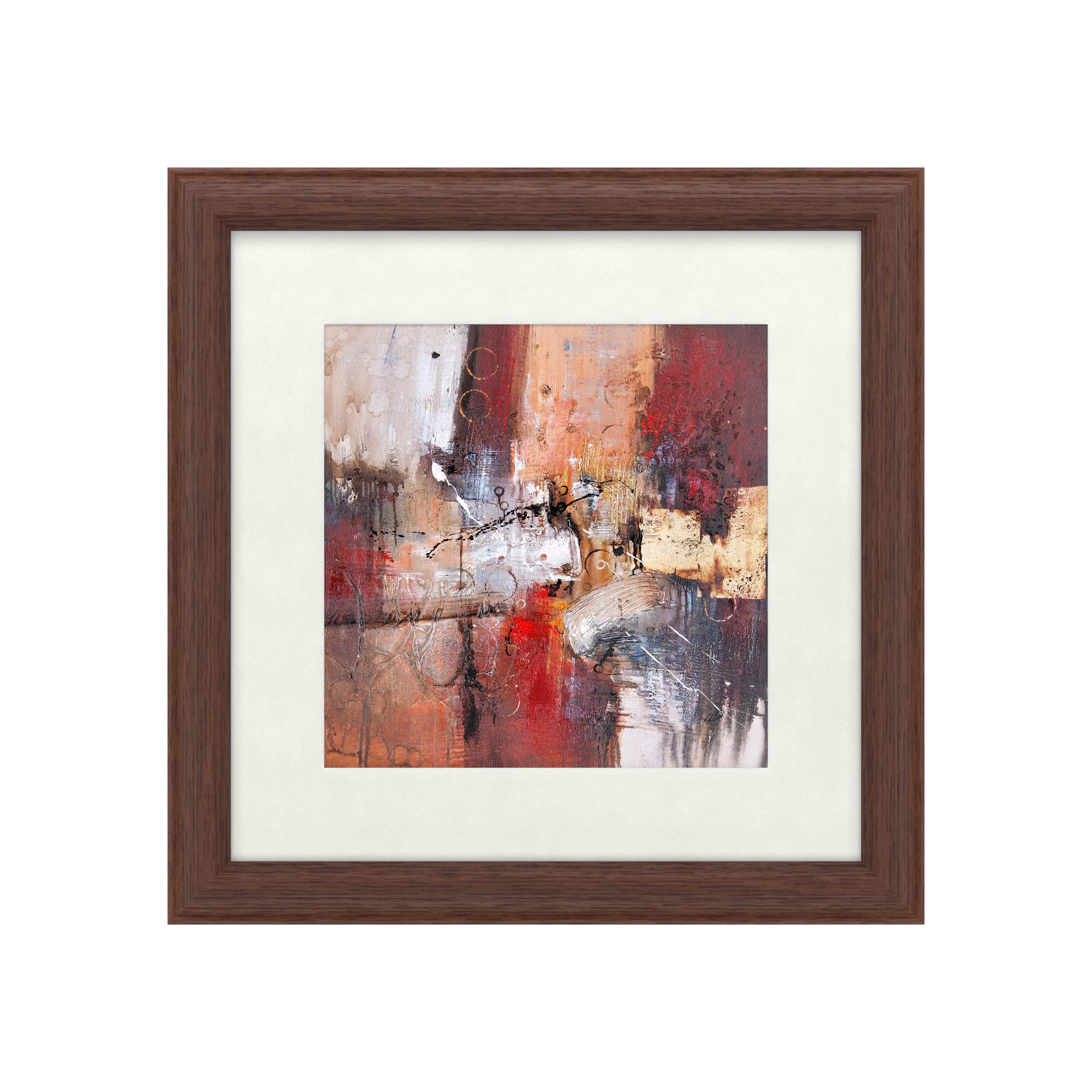 Rio Abstract V Cube Art Print - 16x16 Inch White Matte Wood Frame, Multi-Color Modern Wall Decor for Living Room, Bedroom & Office