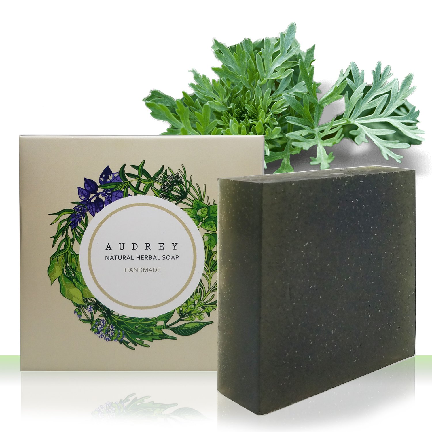 Audrey Handmade Natural Herb Bar Soap - Wormwood Essential Oil, 10 Pack | Organic, Vegan & Cruelty-Free | Perfect for Sensitive Skin, Gifts & Eco-Friendly Bathroom