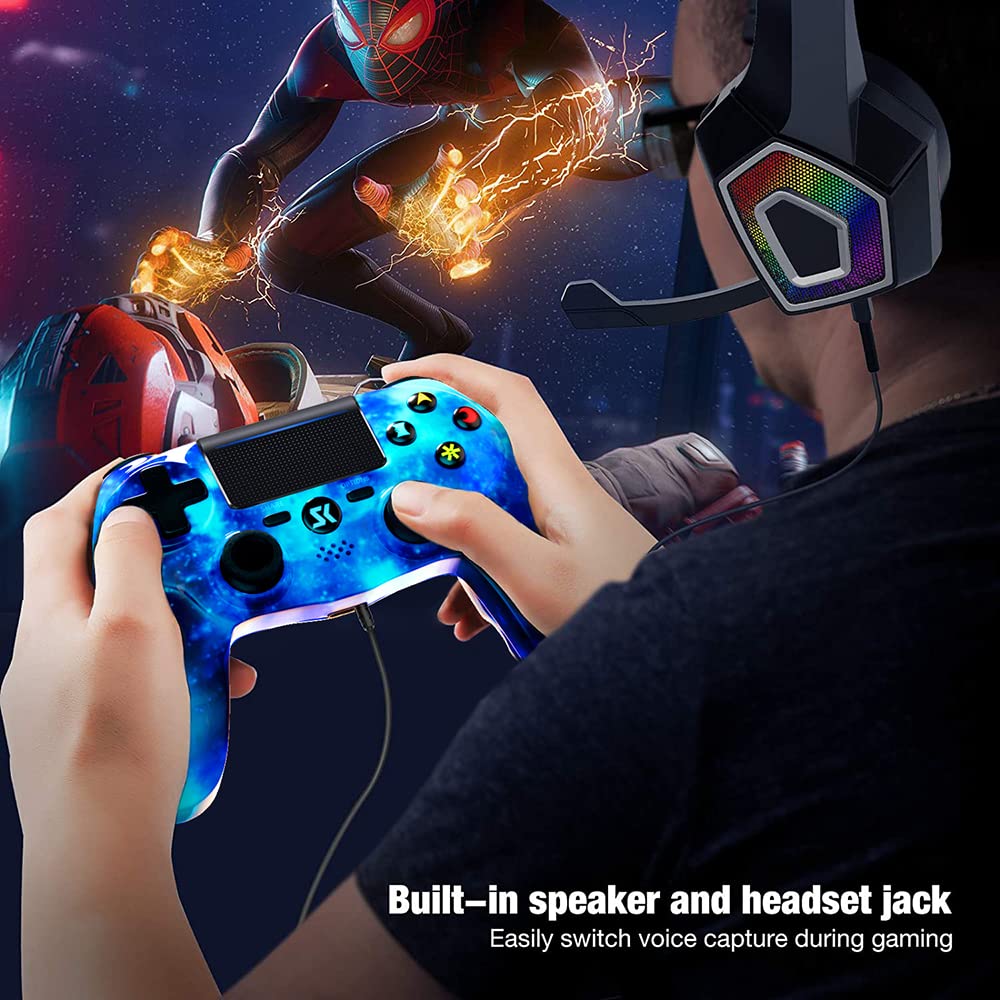 Wireless PS4 Controller 2 Pack - Compatible with Sony PlayStation 4/Slim/Pro, Dual Vibration, Motion Sensor, Touch Pad, Built-in Speaker & 3.5mm Audio Jack - Perfect for Gaming, Streaming & Multiplayer Sessions