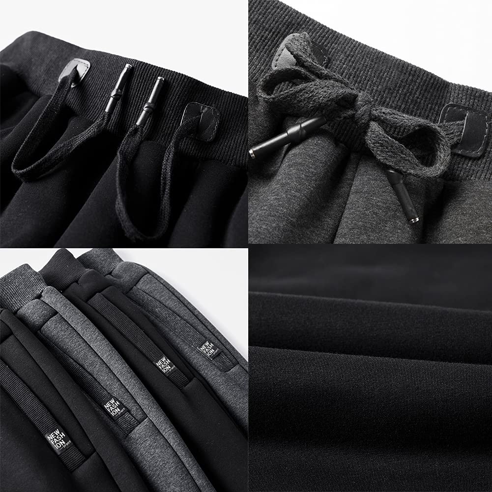 FASKUNO Men's Winter Fleece Pants - Heavyweight Warm Sherpa Lined Sweatpants for Running, Jogging & Outdoor Activities with Pockets - Cold Weather Comfort & Casual Wear