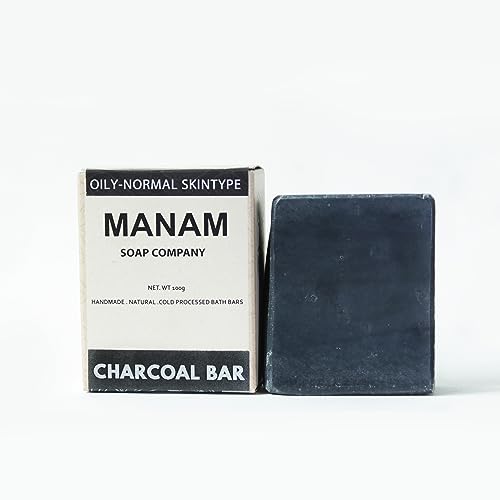 Natural Charcoal Soap for Deep Cleansing & Acne Treatment - Manam Soap Company | Detoxifying Face & Body Bar for Oily & Problem Skin | Perfect for Daily Skincare Routine & Spa Days