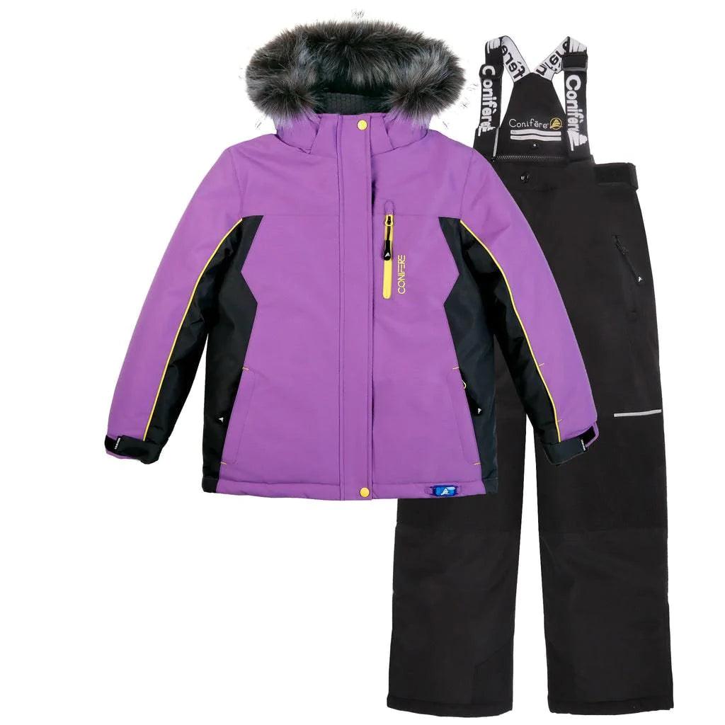 Conifere Girls Purple Aesthetic Snowsuit Set - Winter Warm Snow Outfit for Toddler Girls | Outdoor Play, Skiing, Snowboarding & Cold Weather Protection
