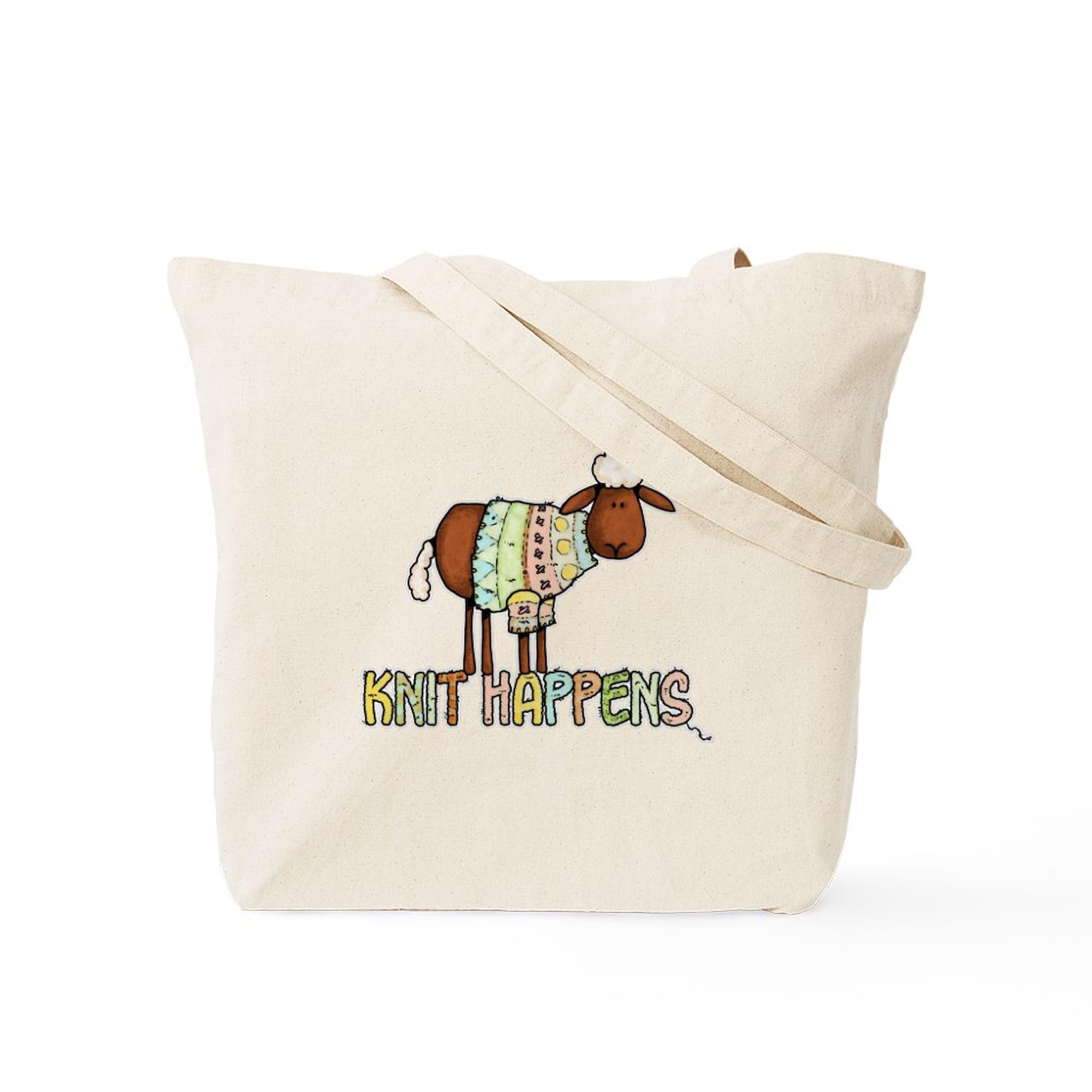 Knit Happens Tote Bag - Natural Canvas Reusable Shopping Bag for Groceries, Beach & Daily Use | Eco-Friendly Cotton Tote with Funny Knitting Design
