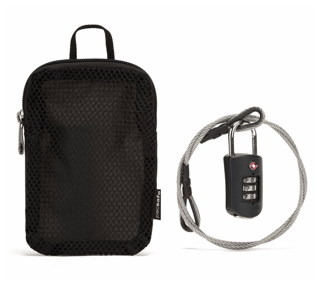 Pacsafe Prosafe 1000 TSA Approved Travel Lock with 4ft Anti-Theft Steel Cable - Secure Luggage, Backpacks & Suitcases for Airports & Hotels