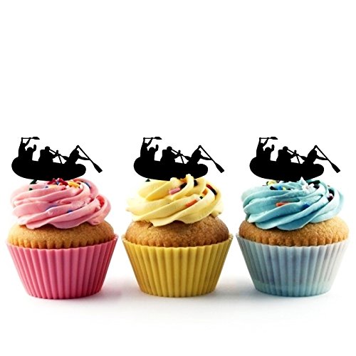 10pcs Kayak Rafting Sport Silhouette Acrylic Cupcake Toppers for Party Wedding Birthday Decorations - Perfect for Outdoor Adventure Themed Events, Baby Showers & Cake Decorating