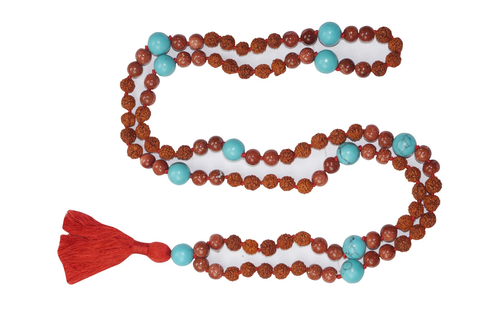 Love Protection Chakra Necklace - Turquoise Sunstone Prayer Mala Beads for Meditation, Yoga & Spiritual Healing | Positive Energy Jewelry Gift for Women