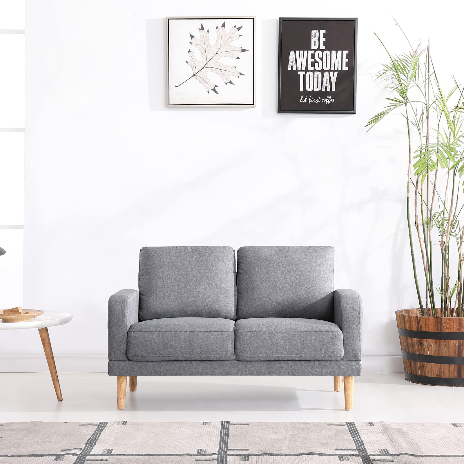 50 Inch Small Loveseat Sofa for Apartments - Compact Couches for Small Spaces, Light Gray Upholstered Mini Love Seat - Perfect for Living Room, Bedroom & Studio Apartments (Space-Saving Furniture Solution)