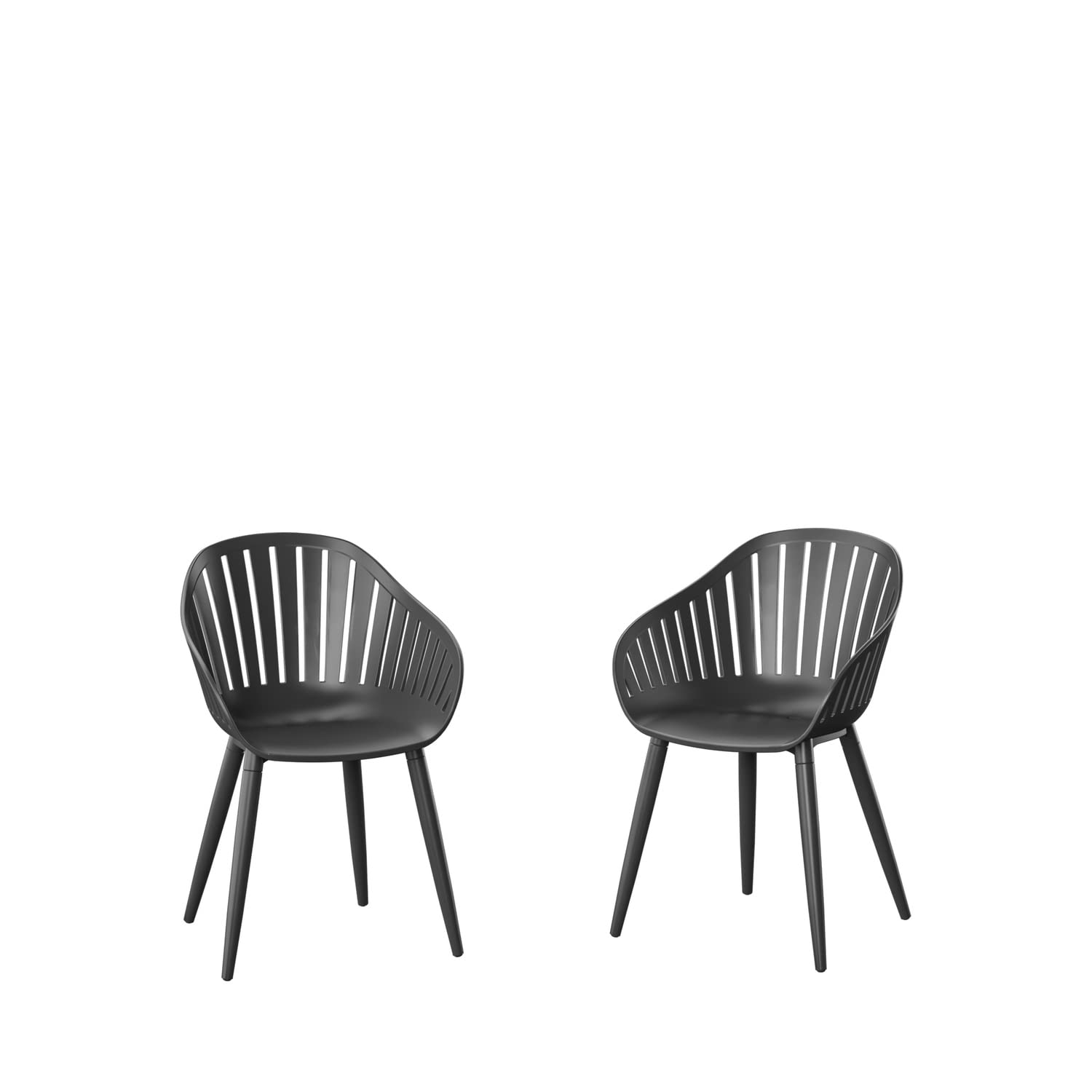 Amazonia 2-Piece Black Aluminum Outdoor Patio Chairs Set - Lightweight & Durable Garden Furniture for Poolside, Backyard, and Deck Relaxation