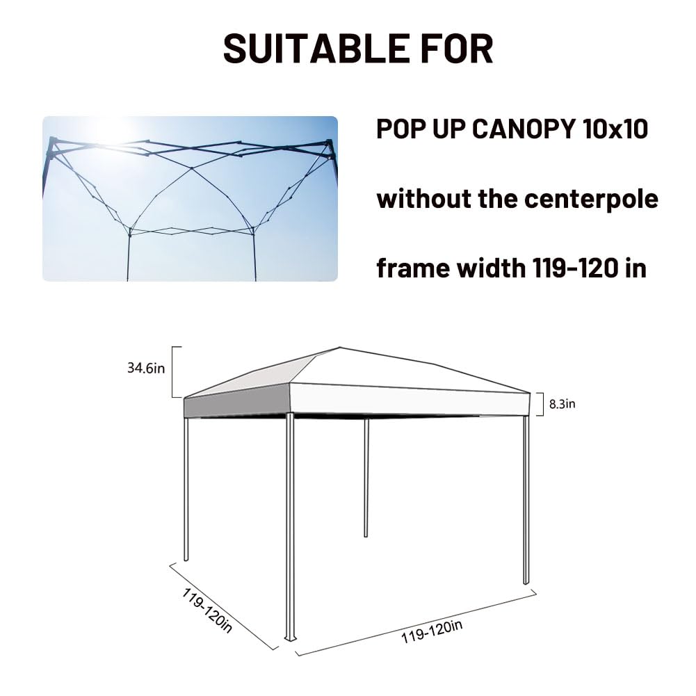10x10 Canopy Replacement Top - Heavy Duty Pop Up Tent Cover with Reinforced Rope - Sky Blue Waterproof Outdoor Shade - Perfect for Camping, Beach, Backyard Parties & Events
