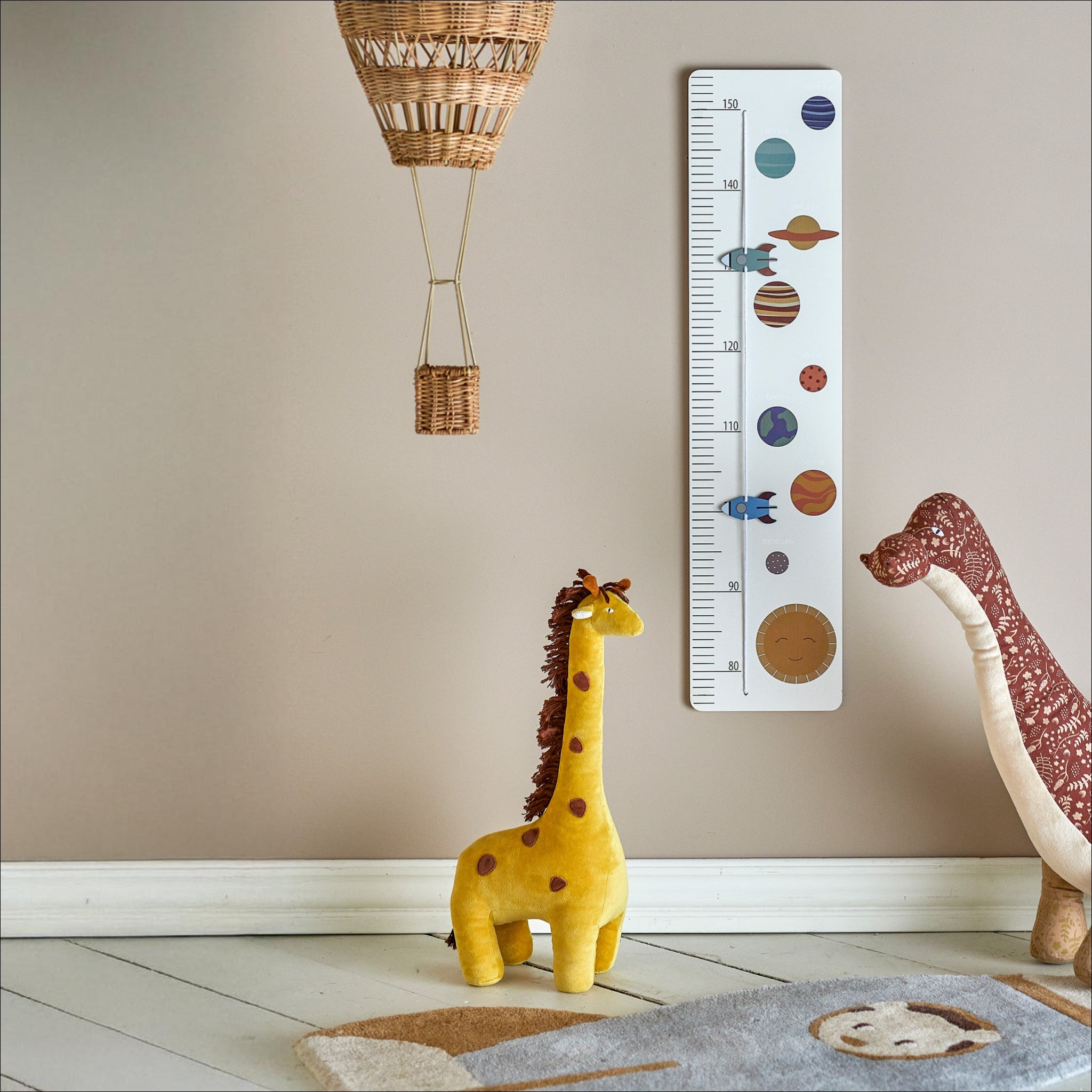 Bloomingville Grey FSC-Certified MDF Space Measure Board - 80cm Height - Perfect for Kids' Room, Playroom & Montessori Learning Spaces