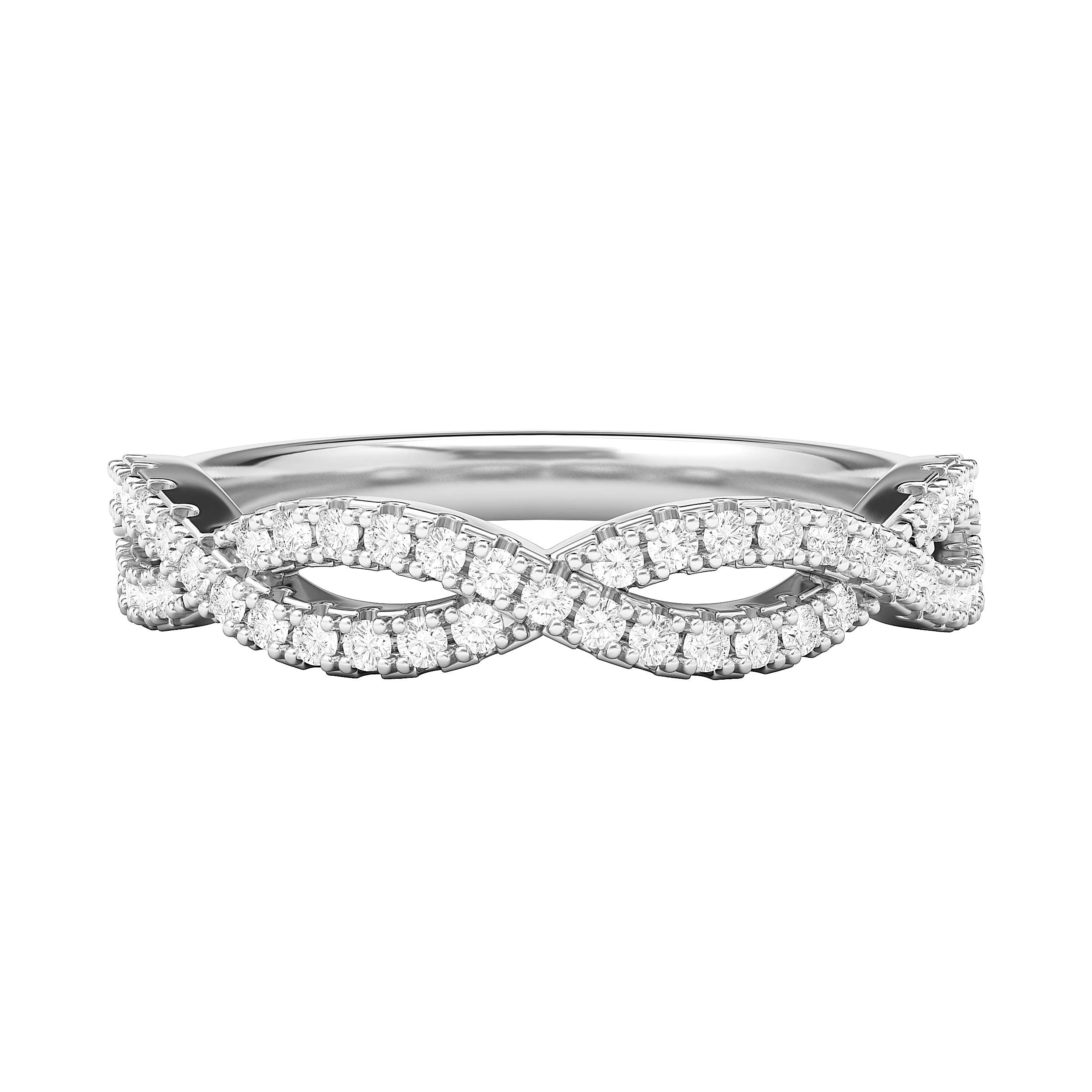 Sterling Silver Infinity Twist Wedding Band - Half Circle with Simulated Diamond or Genuine Moissanite - Matching Rings for Women - Perfect for Anniversaries, Engagements & Romantic Gifts