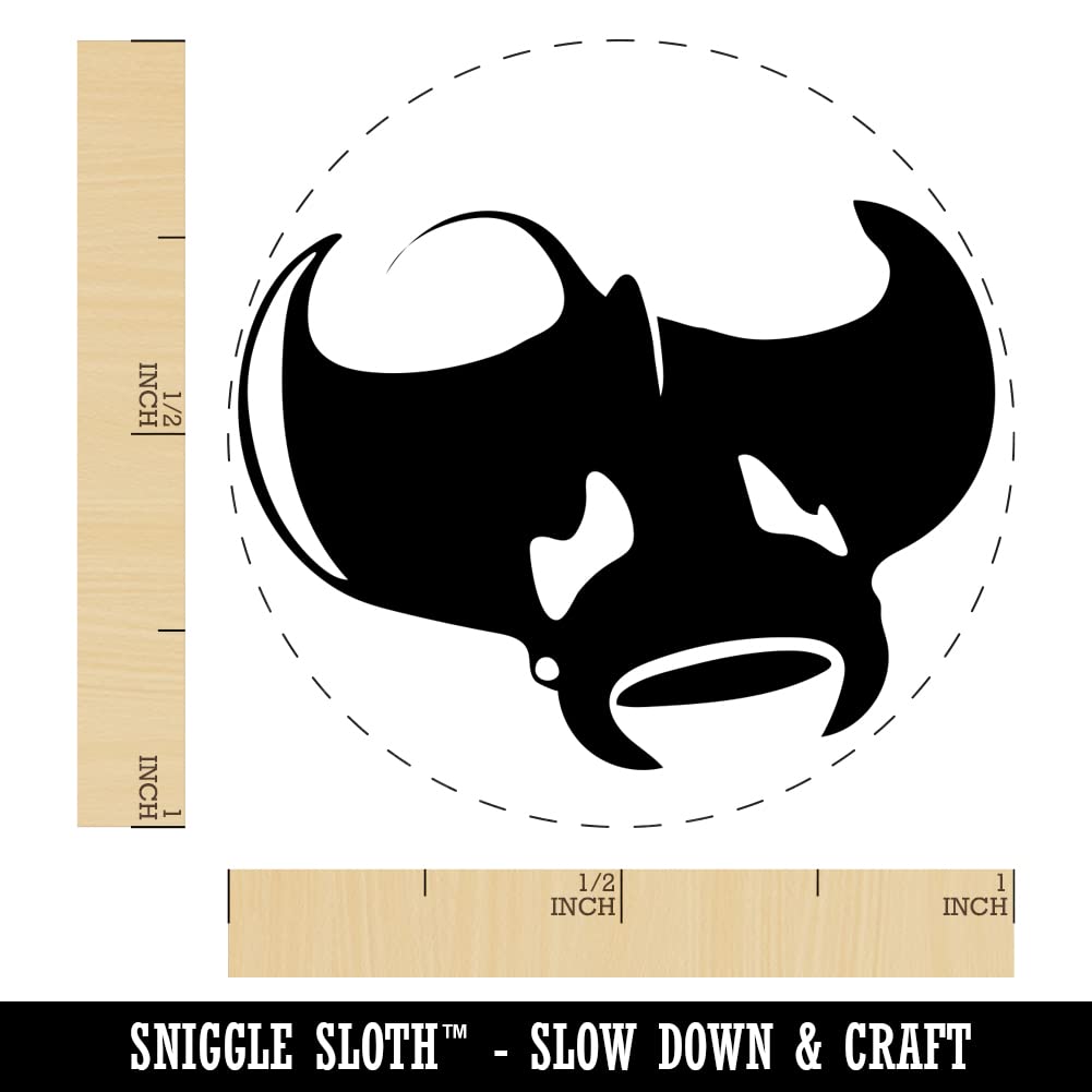 Manta Ray Self-Inking Rubber Stamp - 1 Inch Medium Blue Ink Stamp for Crafting, Planners, Journals & DIY Projects - Perfect for Scrapbooking, Card Making & Office Use