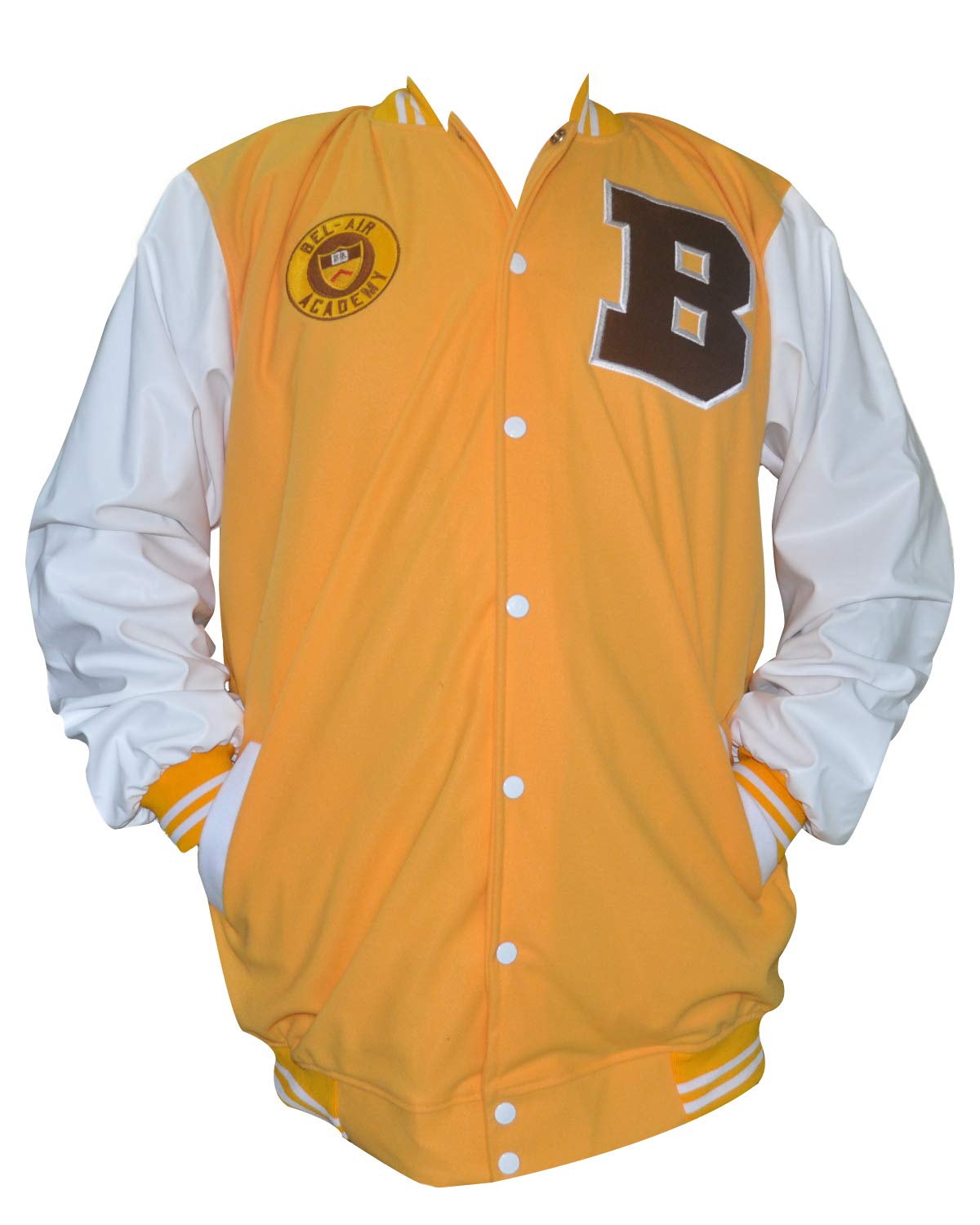 Borizcustoms Bel-Air Academy Letterman Varsity Jacket - Fresh Prince Yellow | 90s Retro Style, Hip Hop Fashion, Vintage Outfit for Cosplay & Halloween