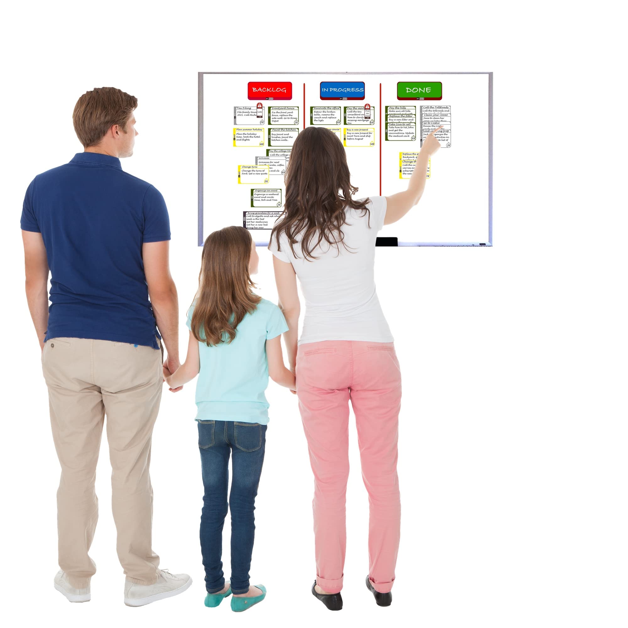 PMXBoard Family Kanban Set - Full Magnetic Agile Board with 75 Pieces for Scrum, Kanban & Chore Tracking | Perfect for Home Organization, Team Collaboration & Kids' Task Management