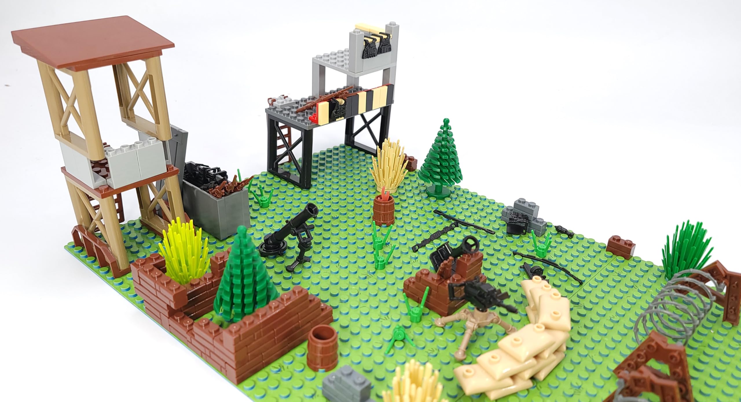 General Jim's Custom Battle Scene 2 - 534-Piece Military Building Block Set with Buildings, Weapons & Barbed Wire | Creative Construction Toy for Teens & Adults | War-Themed Display & Strategy Game Play