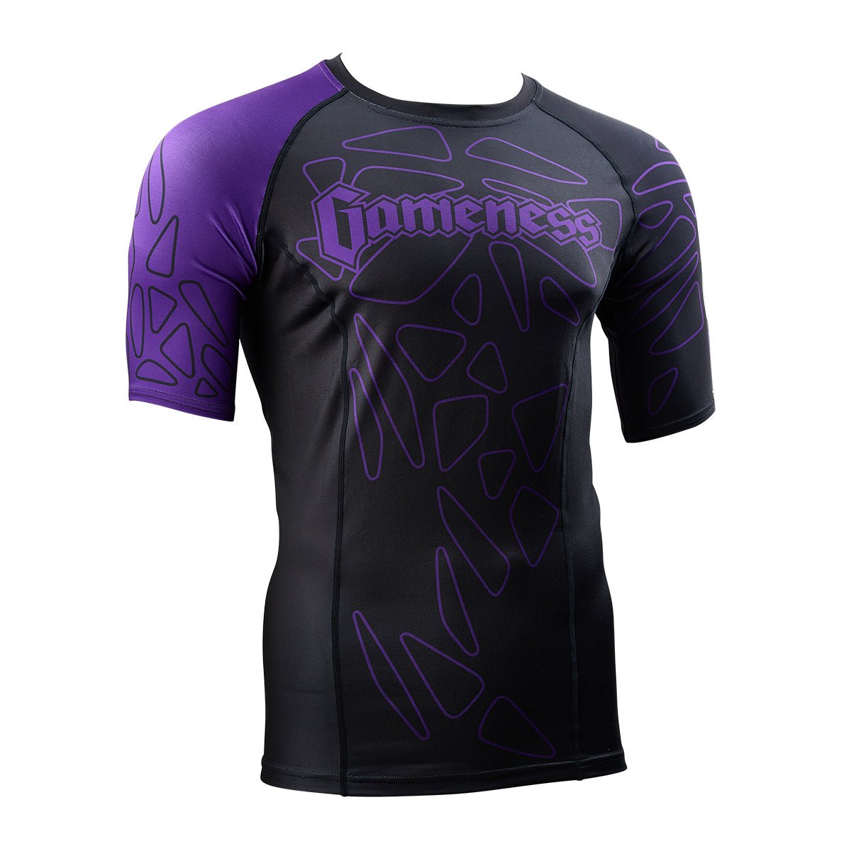 Gameness Men's Short Sleeve Pro Ranked Rash Guard - BJJ MMA Training Shirt for Grappling, Jiu-Jitsu & Combat Sports - Moisture Wicking & UV Protection