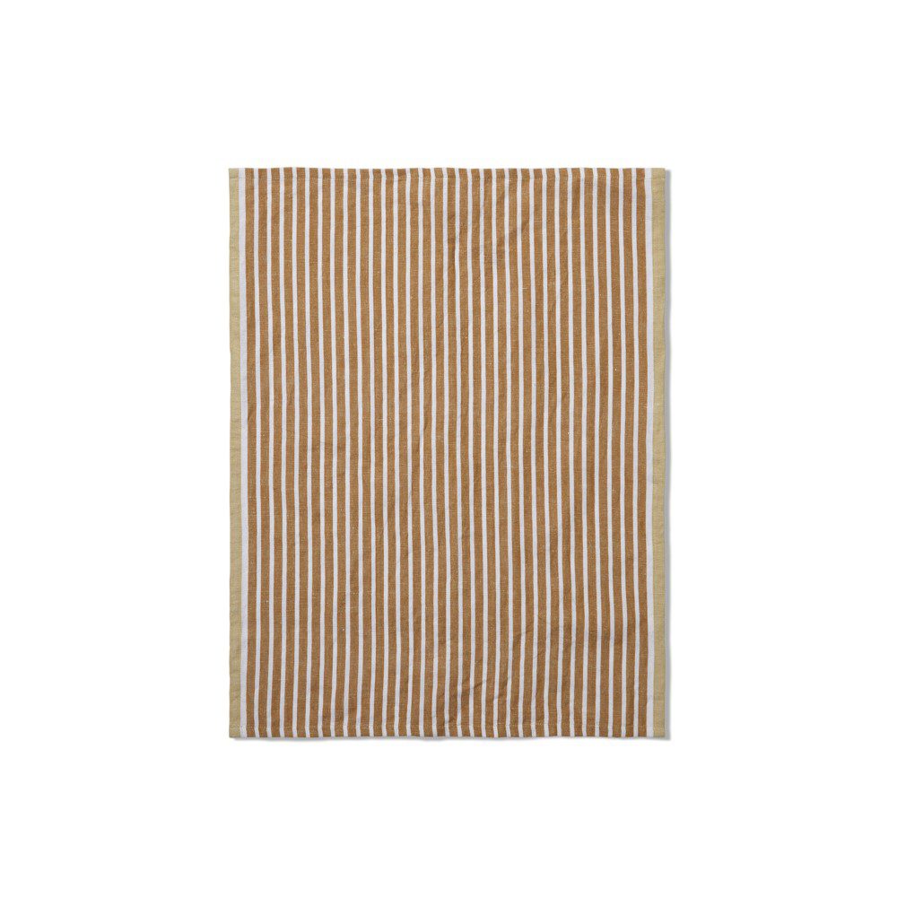 FERM LIVING Hale Tea Towel - Premium Cotton Kitchen Towel for Drying Dishes, Golden Brown with Silver Fern Pattern - Perfect for Kitchen, Dining & Hosting Gifts