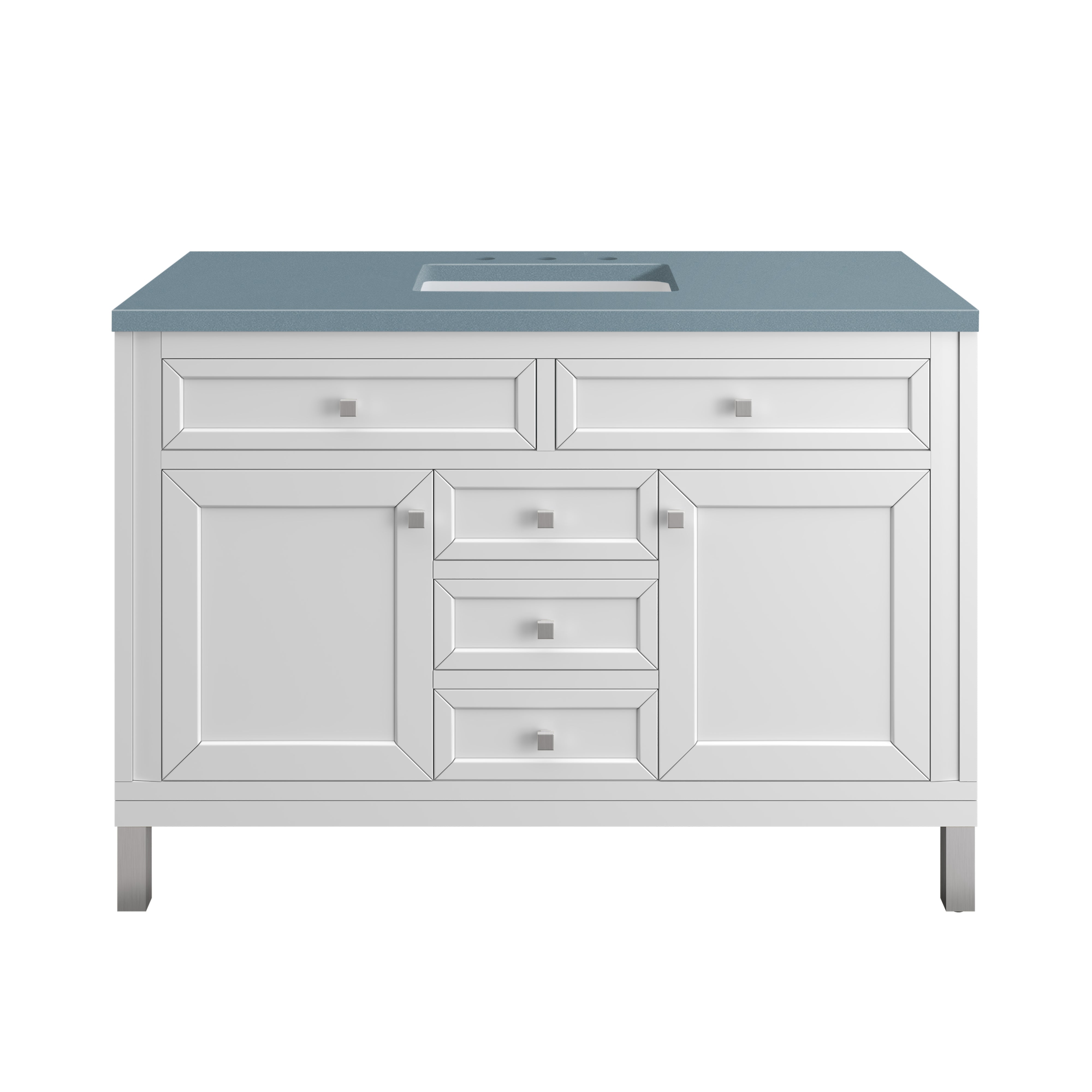 Chicago Knobs and Legs Set for V48 in Brushed Nickel - Premium Cabinet Hardware for Kitchen & Bathroom Renovation