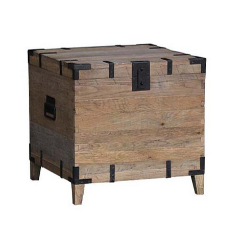 Beckham Trunk Side Table - Vintage Wooden Nightstand with Storage for Bedroom, Living Room & Office - Perfect for Home Decor, Books & Essentials