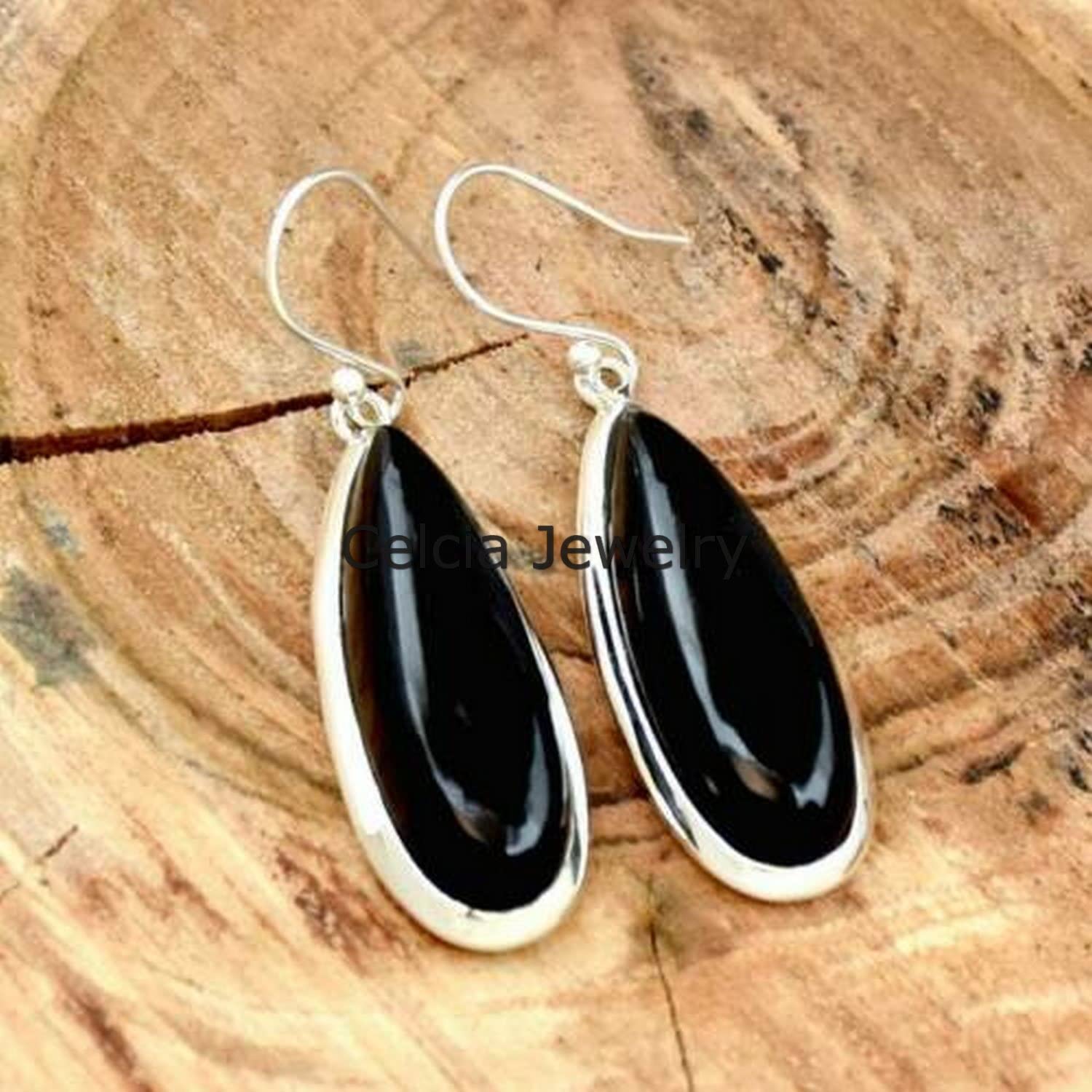 Natural Black Onyx Gemstone Dangle Drop Earrings for Women – Elegant Classic Jewelry for Birthday, Anniversary, Wedding & Engagement Gifts | Perfect Mother’s Day Present | Ideal for Evening Parties, Date Nights & Special Occasions
