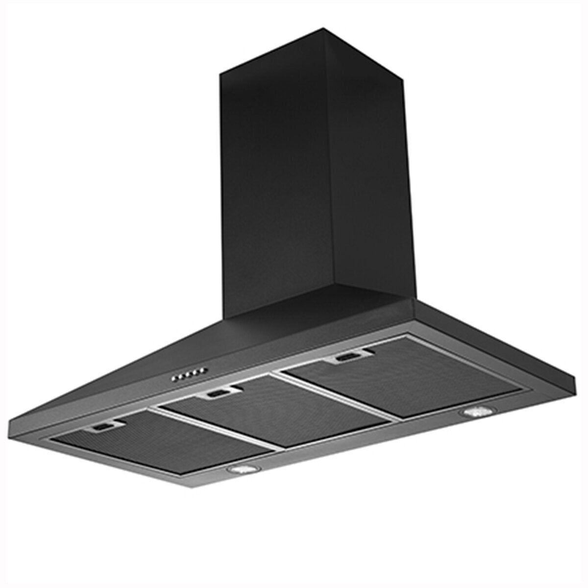 Schweigen TRI 900B 90cm Wall Mount Range Hood in Matte Black - Powerful Kitchen Exhaust Fan for Smoke and Odor Removal | Perfect for Modern Home Cooking and Grilling