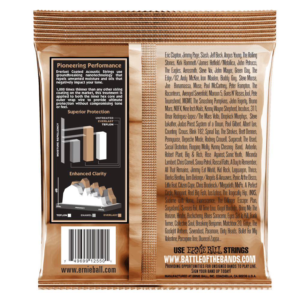 Ernie Ball Everlast Extra Light Coated Phosphor Bronze Acoustic Guitar Strings 10-50 Gauge - Perfect for Beginners & Fingerstyle Players | Long-Lasting Tone & Smooth Playability