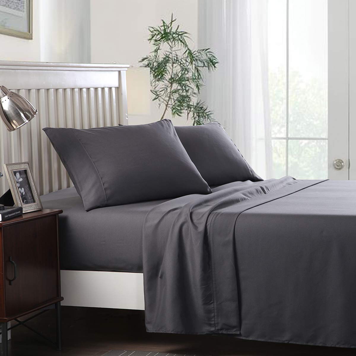 JML 4-Piece Full Size Bed Sheet Set - 3000 Thread Count Microfiber Deep Pocket (Fits Up to 14