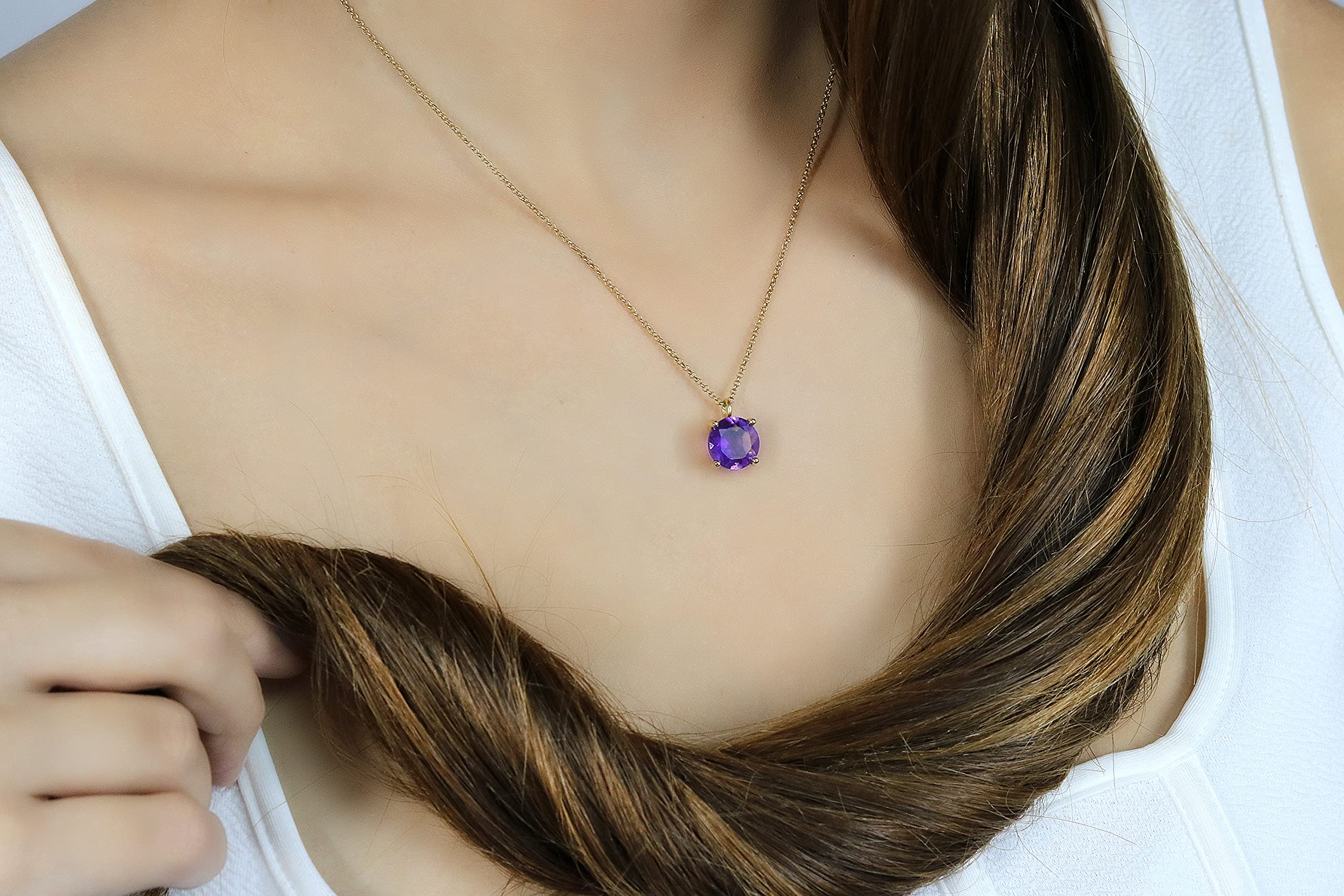 Anemone Jewelry Amethyst Necklace - Natural Gemstone Birthstone Pendant for Women | Handmade Adjustable Chain | Perfect for Gifts, Weddings & Special Occasions