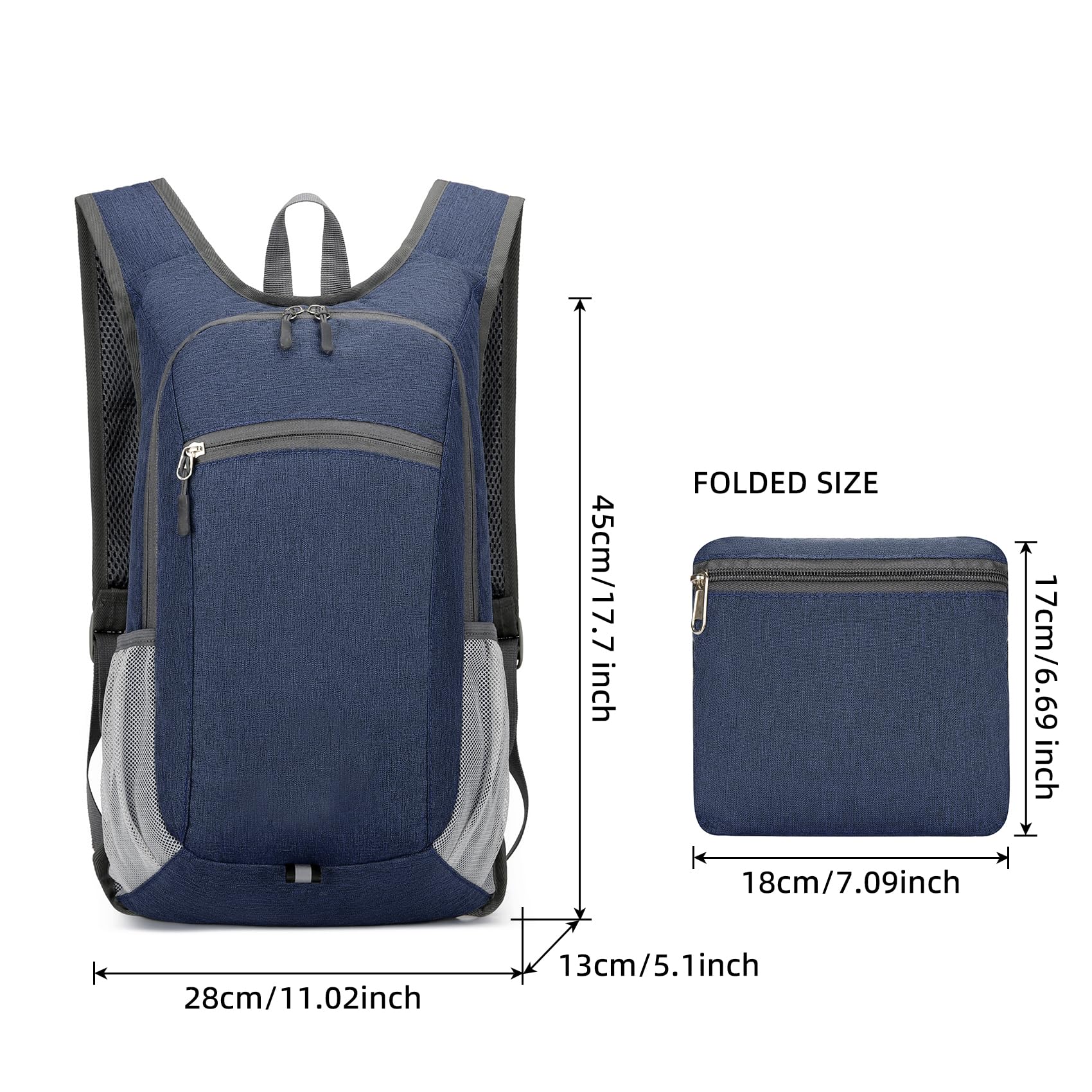 Valleycomfy Lightweight Foldable Hiking Backpack - Compact Travel Daypack for Camping, Hiking & Outdoor Adventures - Water-Resistant Packable Backpack for Women & Men (Dark Blue) - Perfect for Day Trips, Commuting & Travel Accessories