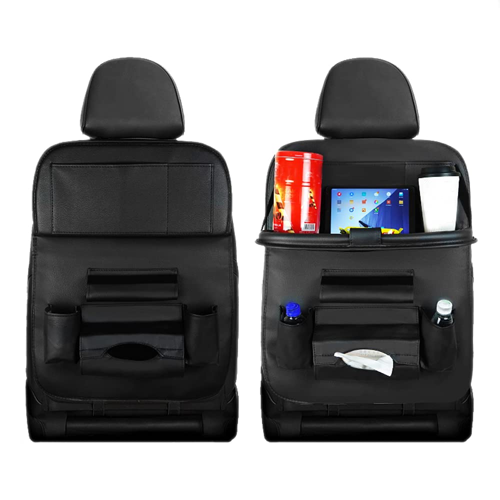 Durable Waterproof Leather Backseat Car Organizer - Soft Mesh Storage Bag for Toys, Drinks, Bottles, Snacks & Books | Kick-Proof & Wear-Resistant | Perfect for Road Trips & Family Travel