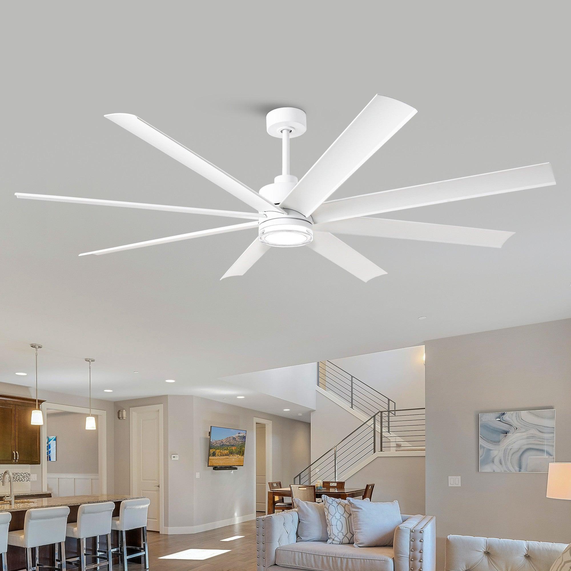 72 Inch Modern Smart Ceiling Fan with LED Light and Downrod Mount - Perfect for Living Room, Bedroom, and Office Cooling & Lighting