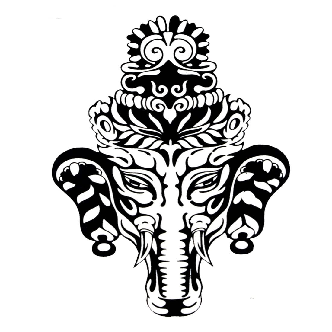AFH Lord Vinayak Waterproof Temporary Tattoo Stickers - Black Hindu God Design for Men & Women - Perfect for Festivals, Parties & Spiritual Events
