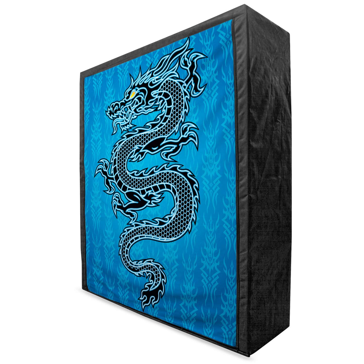 Ambesonne Japanese Dragon Fabric Wardrobe - Black Dragon on Blue Tribal Background, Year of The Dragon Themed Art, 59