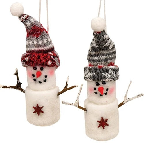 5.5 Inch Soft Plush Holiday Marshmallow Snowman Christmas Tree Ornament - Perfect for Xmas Decorations, Gift Giving & Winter Home Decor