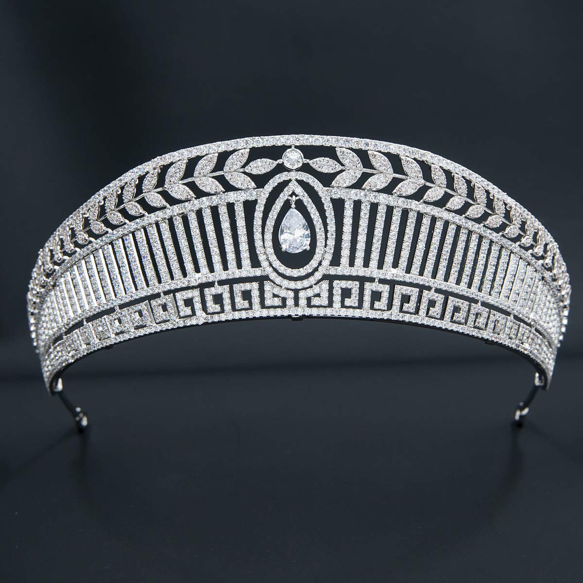 Platinum Plated Cubic Zirconia Princess Tiara Crown | Elegant Royal Wedding Hair Accessory for Brides, Prom, Pageants & Special Occasions