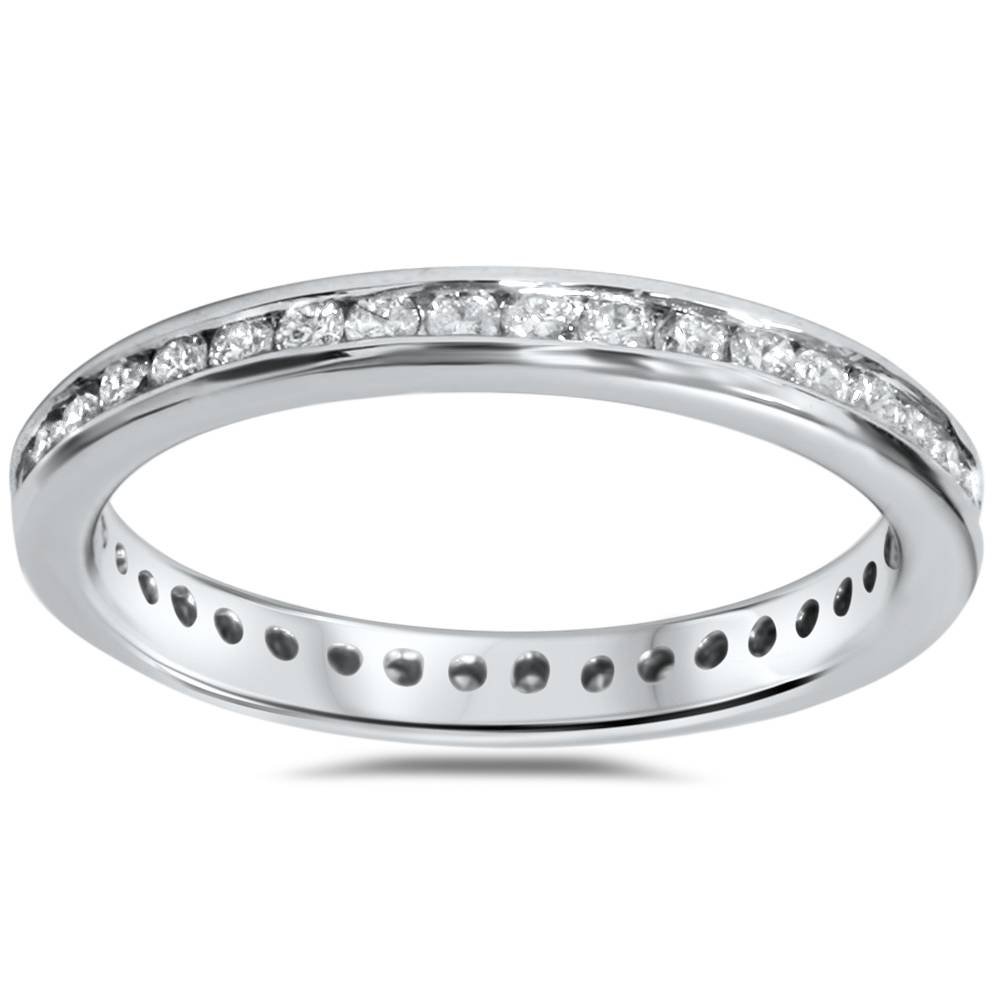 1/2 Carat Diamond Channel Set Eternity Band Ring - 14K White Gold Wedding Anniversary Jewelry for Women - Perfect for Bridal, Engagement & Special Occasion Gifts