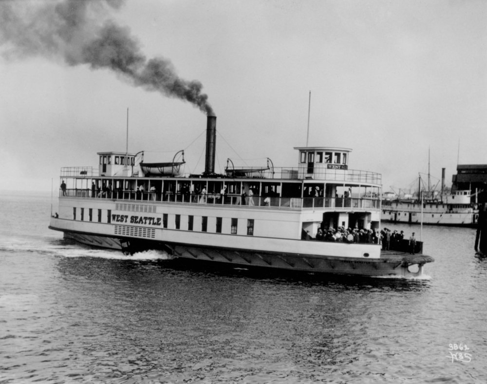 Vintage Sidewheeler Ferry West Seattle Photograph - 24x36 Signed Art Print, Wall Decor Poster for Living Room, Office & Nautical Theme Spaces