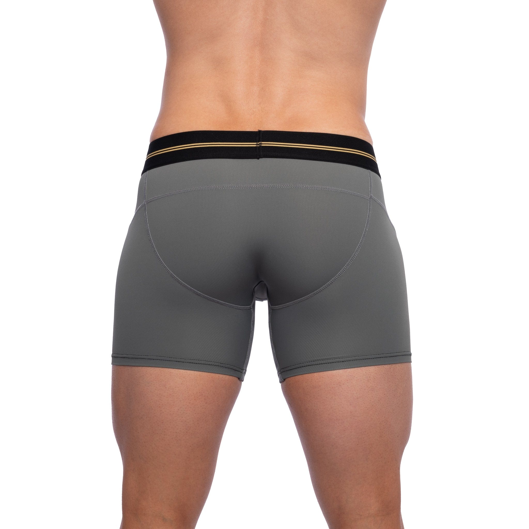 Performance Rib Boxer Briefs for Men - Soft & Breathable Grey Underwear - Gym, Workout & Everyday Comfort