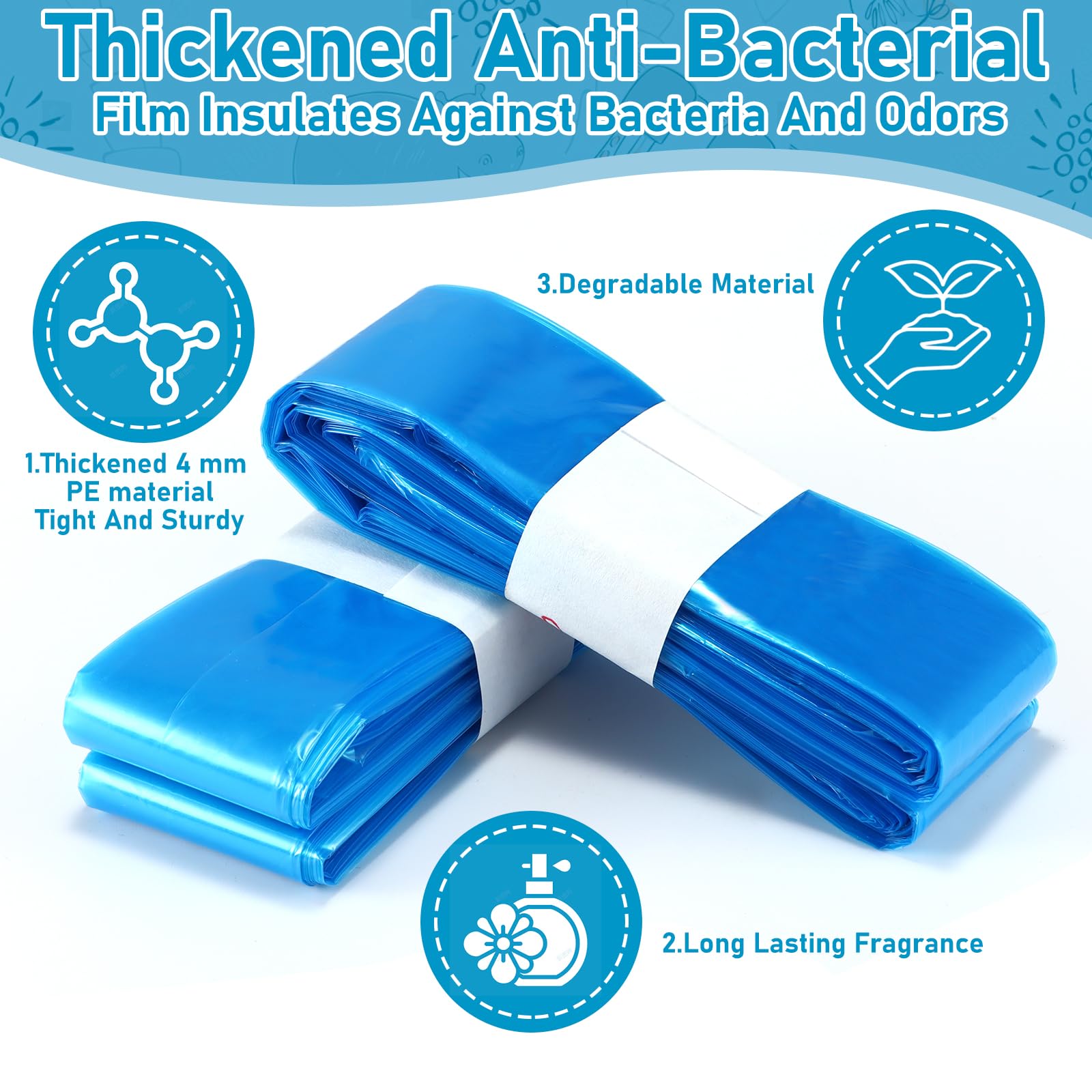 AOZBZ Scented Diaper Pail Refill Bags - 4 Pack Odor Control Replacement Bags for Genie, Munchkin & Dekor Diaper Pails (Cartridge Not Included) | Perfect for Nursery, Baby Room & Diaper Changing Stations