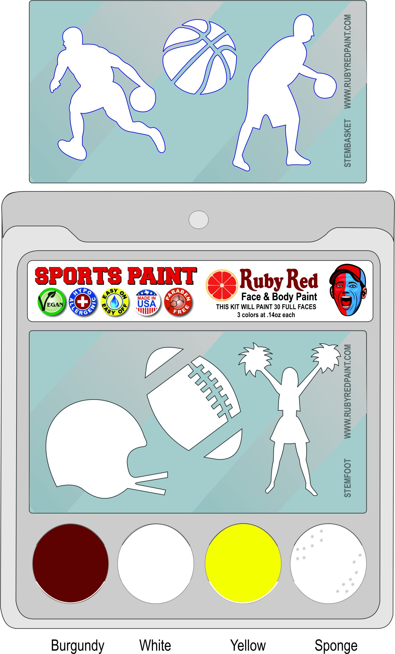 Ruby Red Face Paint Set - 2ML X 3 Colors | Waterproof & Safe for Skin | Perfect for Arizona State College Sports, Halloween & Cosplay
