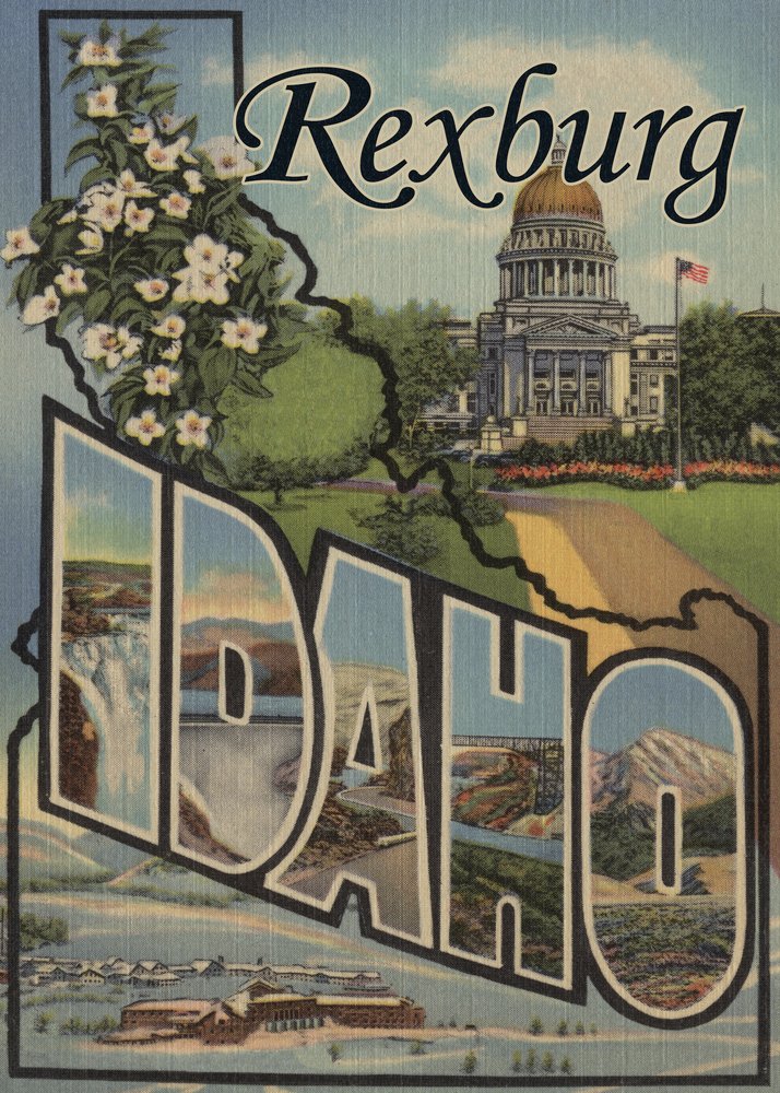 Rexburg Idaho Large Letter Scenes 7876 - 24x36 Signed Art Print, Wall Decor Poster for Living Room, Office & Home Decor | Scenic Landscape Wall Art