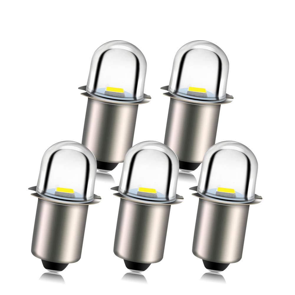 Ruiandsion Upgrade LED Flashlight Bulb 6V P13.5S Base - 5 Pack White Non-Polarity Replacement Bulbs for Flashlights & Torches - Perfect for Camping, Hiking, Emergency Kits & Outdoor Adventures