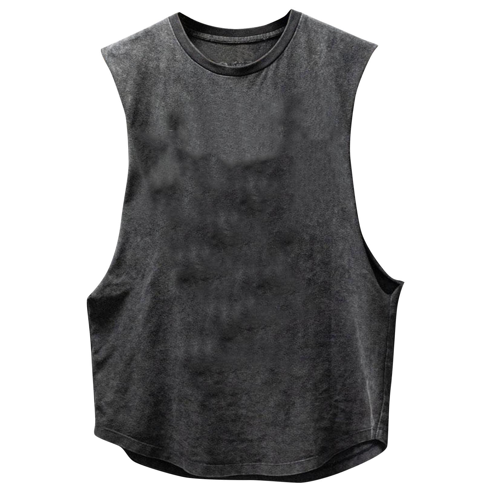Wodceeke Men's Tank Tops - Breathable Cotton Sleeveless Workout Shirts for Gym, Running & Summer Activities | Moisture-Wicking Athletic Undershirts in Solid Colors | Perfect for Beach, Fitness Training & Casual Wear