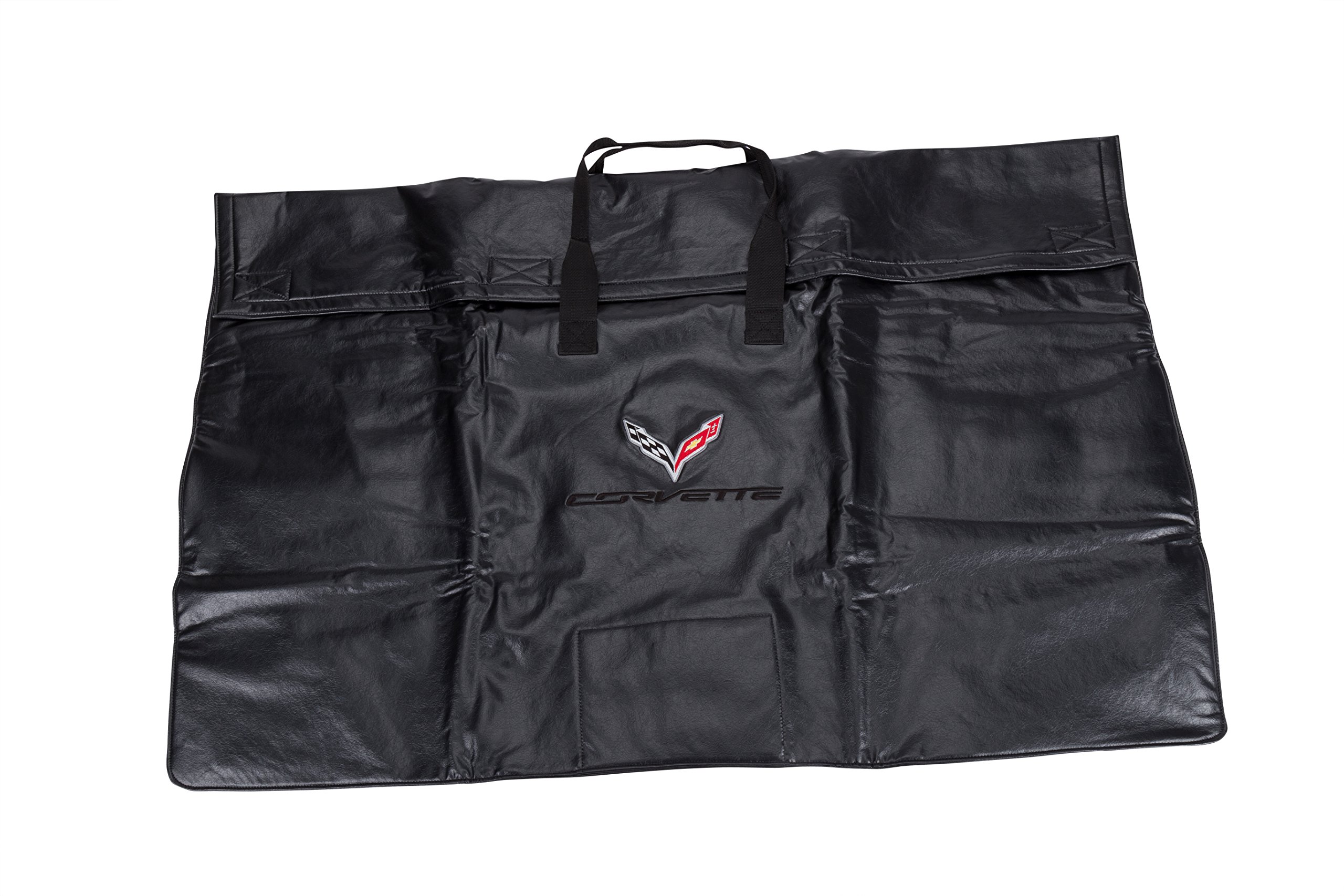 GM Accessories 23148691 Black Removable Roof Panel Storage Bag with Crossed Flags Logo - Perfect for Corvette, Camaro & Sports Car Roof Panel Storage