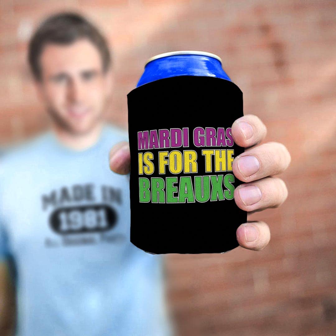 48-Pack Mardi Gras Drink Can Coolers - Insulated Beer & Soda Koozies for Party, Tailgating & Carnival Celebrations - Mardi Gras Is For The Breauxs Themed Party Supplies