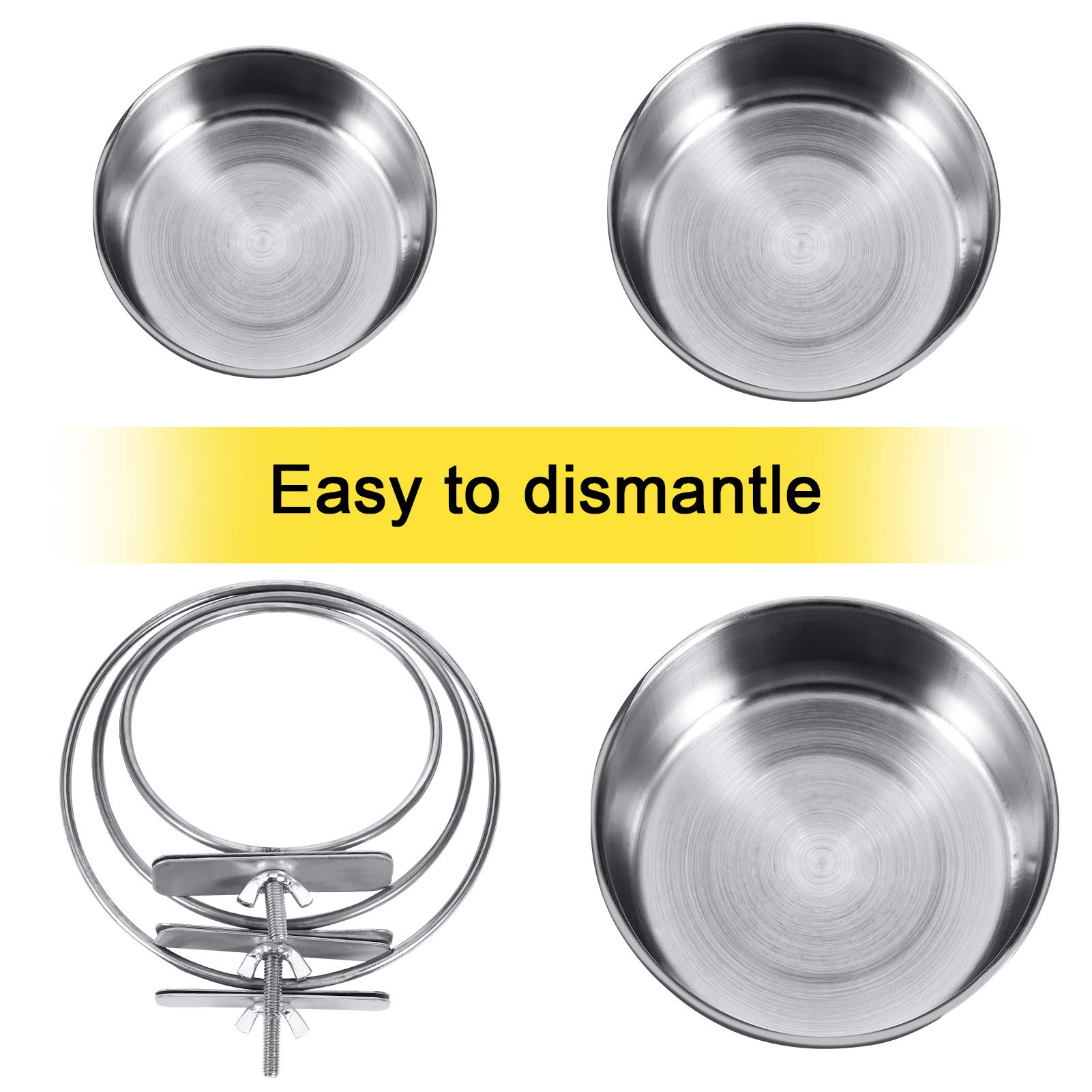 Firtink 3-Piece Stainless Steel Bird Feeding Dish Set - Parrot Food & Water Bowls with Clamp Holder for Cage (S/M/L) - Durable Pet Bird Feeder for Parakeets, Cockatiels & Lovebirds - Perfect for Daily Feeding & Cage Accessories